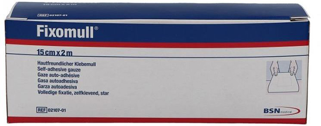 FASCIA AUTOADESIVA IPOALLERGENICA FISSAGGIO SU AMPIA SUPERFICIE FIXOMULL. SUPPORTO IN GARZA DI VISCOSA COLORE BIANCO MASSA IN POLICARBONATO SENZA RESINE E GOMME NATURALI. 15X1000CM - farmasconti.eu