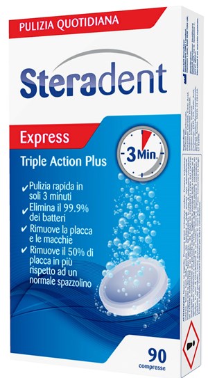 STERADENT TRIPLE ACTION PLUS 90 COMPRESSE PULENTI - farmasconti.eu