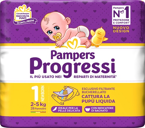 PAMPERS PROGRESSI NEWBORN PANNOLINO 1 2-5KG 28 PEZZI - farmasconti.eu
