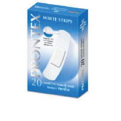 CEROTTO PRONTEX WHITE STRIPS IN TESSUTO NON TESSUTO BIANCO STERILE SCATOLA 20 CEROTTI MEDI - farmasconti.eu