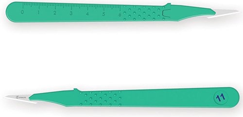 BISTURI MONOUSO E STERILE NUMERO 11. LAMA IN ACCIAIO INOX SALDATA ALL'INTERNO DI UN MANICO IN ABS LEGGERO ED ERGONOMICO. ASSICURANO AFFILATURA E UN PERFETTO CONTROLLO DEL TAGLIO - farmasconti.eu