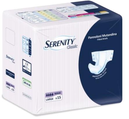 PANNOLONE PER INCONTINENZA A MUTANDINA SERENITY CLASSIC FORMATO MAXI TAGLIA LARGE 15 PEZZI - farmasconti.eu