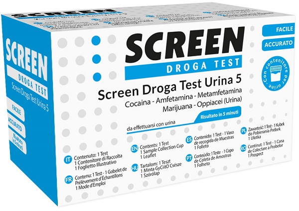 SCREEN DROGA TEST 5 DROGHE TEST ANTIDROGA CON CONTENITORE URINA - farmasconti.eu