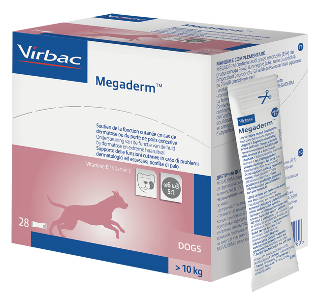 MEGADERM SUPPLEMENTO CANI SUPERIORI A 10 KG SCATOLA DA 28 SACCHETTI MONODOSE 4 ML - farmasconti.eu