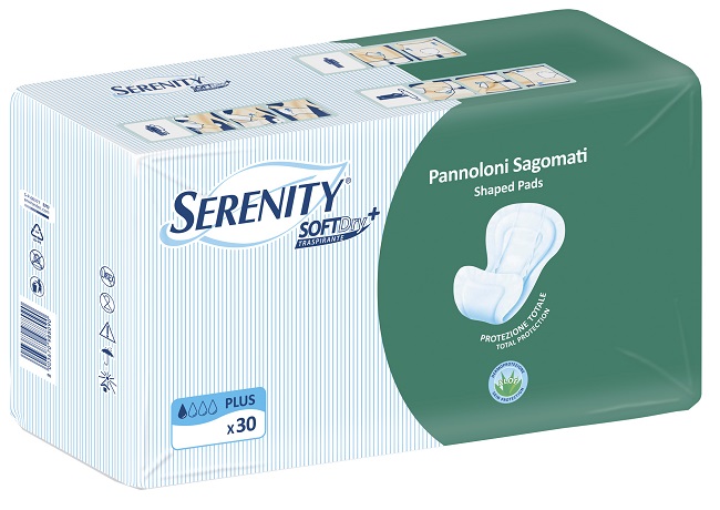 PANNOLONE PER INCONTINENZA SAGOMATO SERENITY SOFTDRY+ ALOE PLUS 30 PEZZI - farmasconti.eu