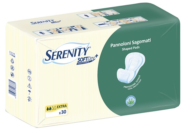 PANNOLONE PER INCONTINENZA SAGOMATO SERENITY SOFTDRY+ ALOE EXTRA 30 PEZZI - farmasconti.eu