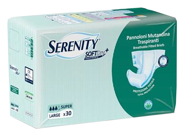 PANNOLONE PER INCONTINENZA A MUTANDINA SERENITY SOFTDRY+ ALOE SUPER LARGE 30 PEZZI - farmasconti.eu