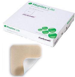 SCHIUMA DI POLIURETANO ASSORBENTE SOTTILE CON STRATO DI CONTATTO IN SILICONE MORBIDO MEPILEX LITE 15X15 5 PEZZI - farmasconti.eu