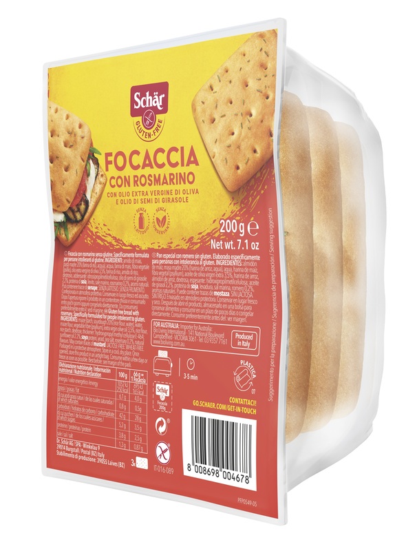 SCHAR FOCACCIA CON ROSMARINO SENZA LATTOSIO 200 G - farmasconti.eu