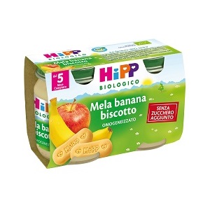 HIPP BIO OMOGENEIZZATO MELA BANANA BISCOTTO 2X125 G - farmasconti.eu