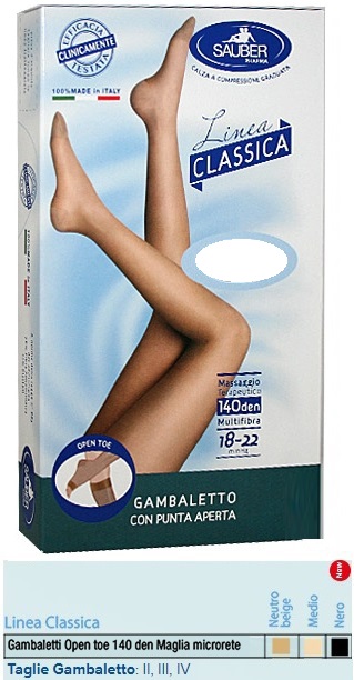 SAUBER GAMBALETTO OPEN TOE MAGLIA MICRORETE 140 DEN COLORE MEDIO TAGLIA 2 LINEA CLASSICA - farmasconti.eu