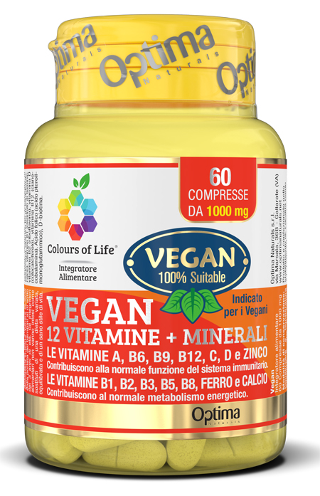 COLOURS OF LIFE VEGAN 12 VITAMINE + 3 MINERALI 60 COMPRESSE - farmasconti.eu
