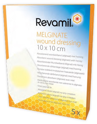 GARZA MEDICATA REVAMIL MELGINATE ALGINATO MIELE 10X10 CM 5 PEZZI - farmasconti.eu