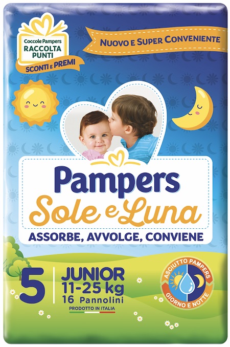 PANNOLINO PER BAMBINO PAMPERS SOLE & LUNA FLASH JUNIOR 16 PEZZI - farmasconti.eu