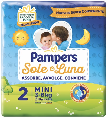 PANNOLINO PER BAMBINO PAMPERS SOLE & LUNA FLASH MINI 21 PEZZI - farmasconti.eu