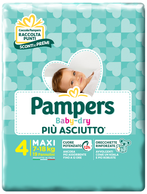 PANNOLINI PER BAMBINI PAMPERS BABY DRY DOWNCOUNT NO FLASH MAXI 19 PEZZI - farmasconti.eu
