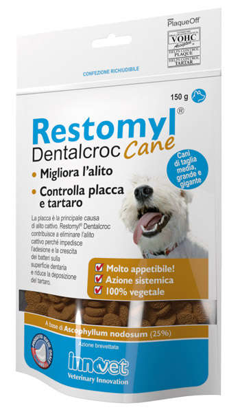 RESTOMYL DENTALCROC CANI TAGLIA MEDIA GRANDE E GIGANTE BUSTA 150 G - farmasconti.eu