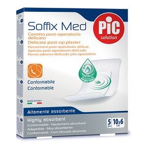 CEROTTO PIC SOFFIX MED IN TNT CON TAMPONE CENTRALE ASSORBENTE STERILE MONOUSO 10X6 CM ANTIBATTERICO 5 PEZZI - farmasconti.eu