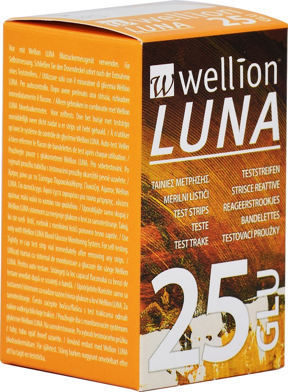 WELLION LUNA 25 STRIPS STRISCE PER MISURAZIONE GLICEMIA - farmasconti.eu
