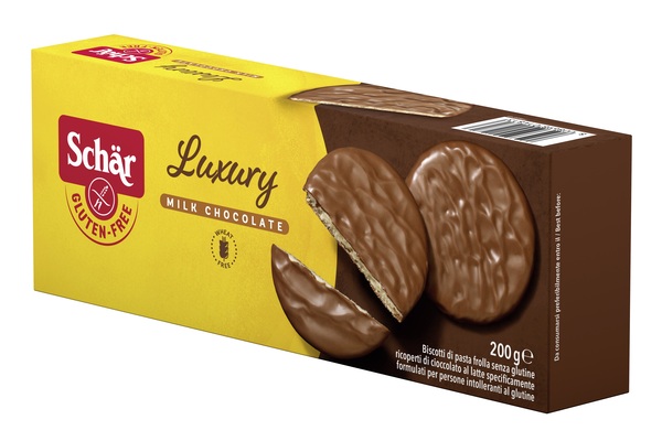 SCHAR LUXURY BISCOTTI DI PASTA FROLLA RICOPERTI DI CIOCCOLATO AL LATTE 200 G - farmasconti.eu