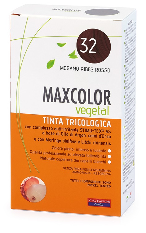 MAXCOLOR VEGETAL TINTA TRICOLOGICA 32 MOGANO RIBES ROSSO 140 ML - farmasconti.eu