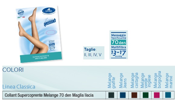 SAUBER COLLANT 70 DENARI SUPER COPRENTE MAGLIA LISCIA MELANGE MARINE 3 LINEA CLASSICA - farmasconti.eu