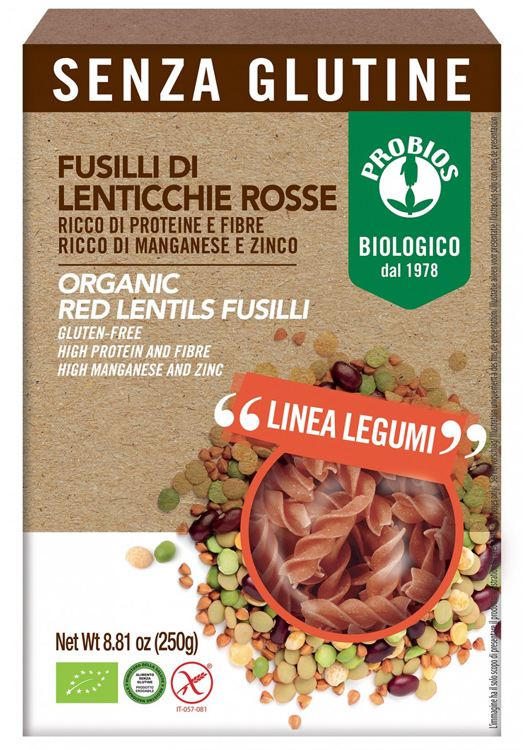 SPECIALITA' 100% LEGUMI FUSILLI LENTICCHIE ROSSE 250 G - farmasconti.eu