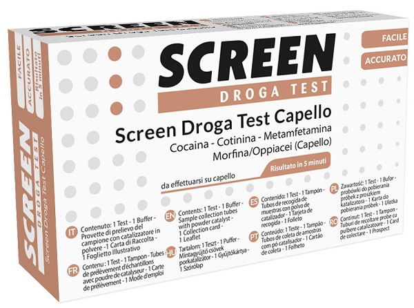 SCREEN DROGA TEST 4 SOSTANZE TRAMITE CAPELLI TEST ANTIDROGA CAPELLO - farmasconti.eu