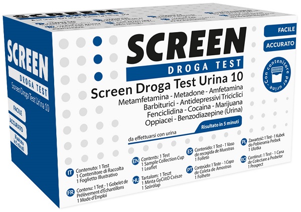 SCREEN DROGA TEST 10 DROGHE TEST ANTIDROGA CON CONTENITORE URINA - farmasconti.eu