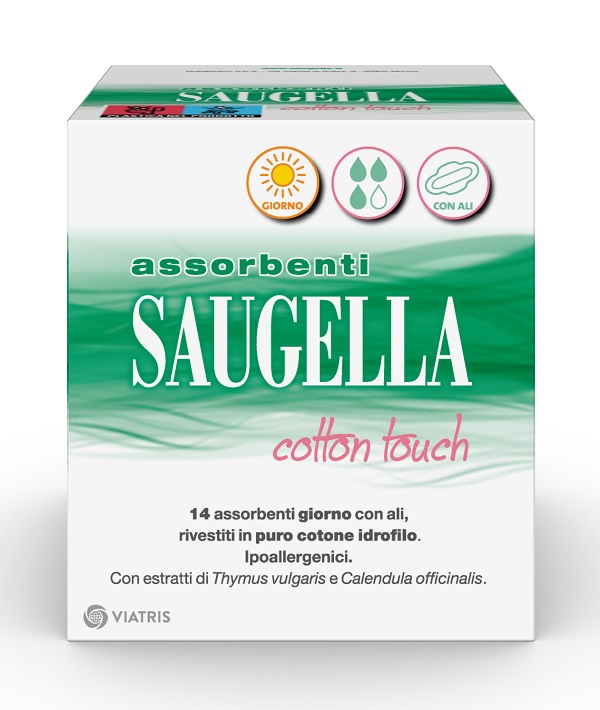SAUGELLA COTTON TOUCH ASSORBENTI GIORNO CON ALI 14 PEZZI - farmasconti.eu