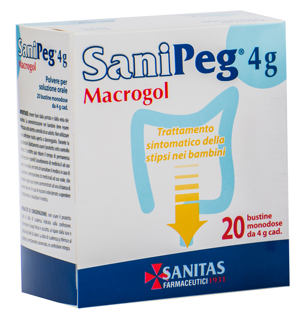 SANIPEG MACROGOL POLVERE PER SOLUZIONE ORALE 20 BUSTINE DA 4 G - farmasconti.eu
