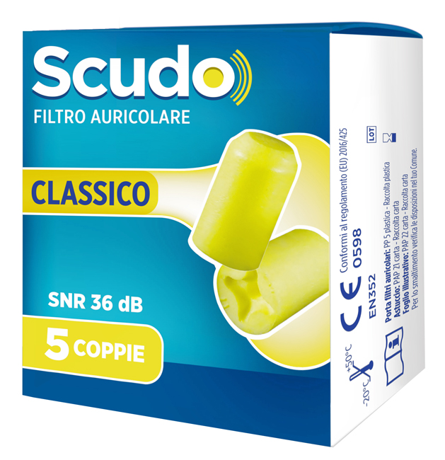 SCUDO FILTRO AURICOLARE CLASSICO SNR 36 DB 7-12MM 5 PAIA - farmasconti.eu