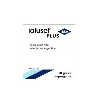 GARZA IALUSET PLUS IMPREGNATA DI CREMA DI ACIDO IALURONICO 0,05%, DI SULFADIAZINA ARGENTICA 1%, MACROGOL, GLICEROLO E ACQUA 10 X 10 CM 10 PEZZI - farmasconti.eu