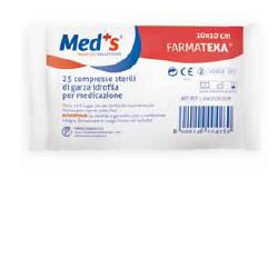 GARZA COMPRESSA IDROFILA MEDS FARMATEXA 12/8 10X10CM 25 PEZZI - farmasconti.eu