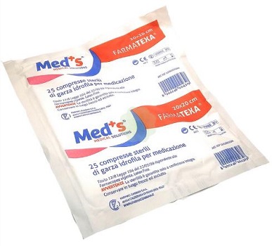 GARZA COMPRESSA IDROFILA MEDS FARMATEXA 12/8 20X20CM 25 PEZZI - farmasconti.eu