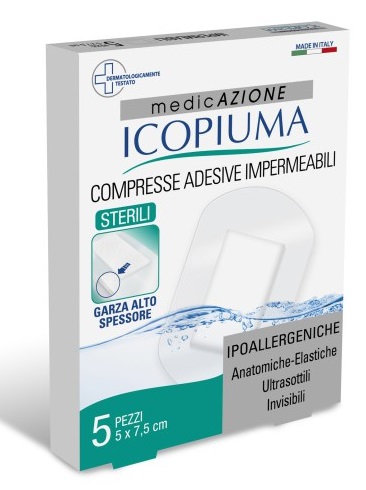 ICOPIUMA GARZA COMPRESSA MEDICATA POSTOPERATORIA 5X7,5 CM 5 PEZZI - farmasconti.eu