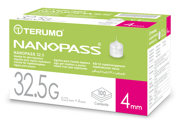 AGO PER PENNA DA INSULINA NANOPASS 32,5 GAUGE LUNGHEZZA 4 MM 100 PEZZI - farmasconti.eu