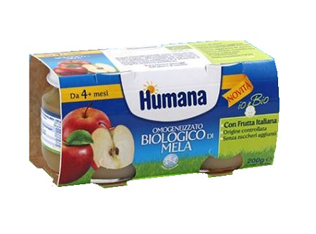 HUMANA OMOGENEIZZATO MELA BIO 2 VASETTI 100G - farmasconti.eu