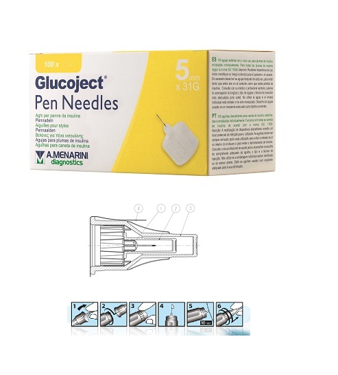 AGO PER PENNA DA INSULINA GLUCOJECT LUNGHEZZA 5 MM GAUGE 31 100 PEZZI - farmasconti.eu
