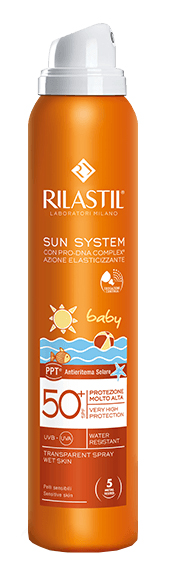 RILASTIL SUN SYSTEM BABY PPT SPF 50+ TRANSPARENT SPRAY WET SKIN 200 ML - farmasconti.eu