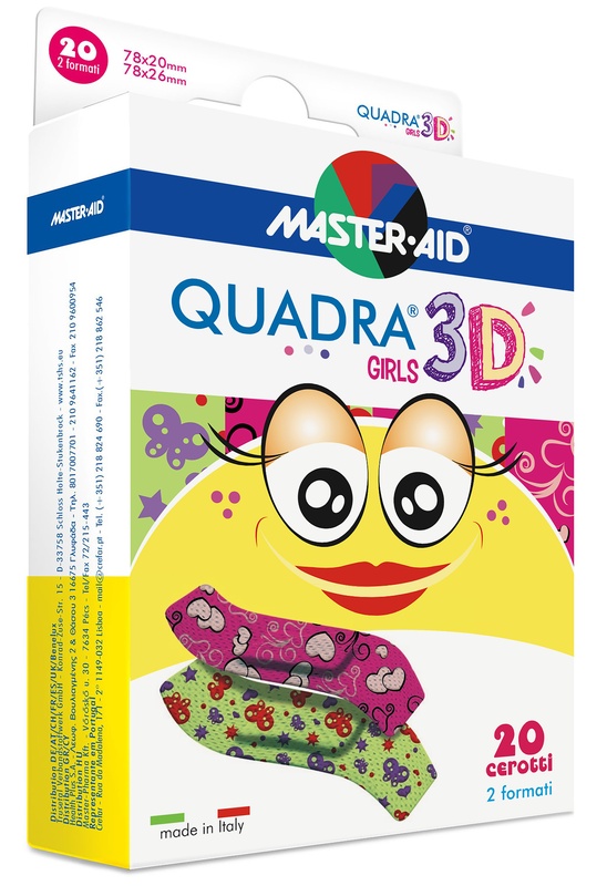 CEROTTO MASTER-AID QUADRA 3D GIRLS 20 PEZZI ASSORTITI - farmasconti.eu