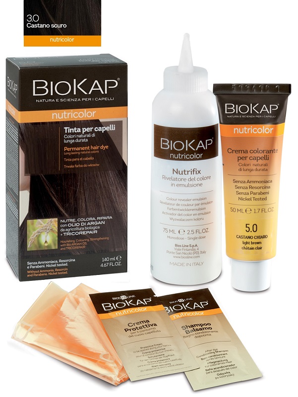 BIOKAP NUTRICOLOR 3,0 NEW CASTANO SCURO TINTA TUBO + FLACONE - farmasconti.eu