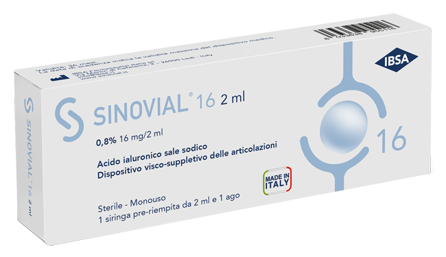 SIRINGA INTRA-ARTICOLARE SINOVIAL 16 ACIDO IALURONICO SALE SODICO 0,8% 16MG/2ML 2ML + AGO 21 GAUGE - farmasconti.eu