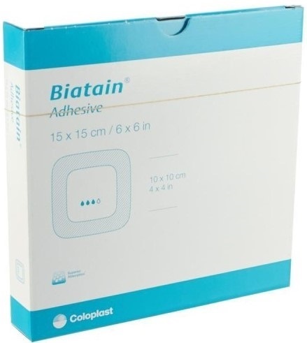 MEDICAZIONE BIATAIN IN SCHIUMA DI POLIURETANO ASSORBENTE CON BORDO ADESIVO 7,5X7,5CM 10 PEZZI - farmasconti.eu