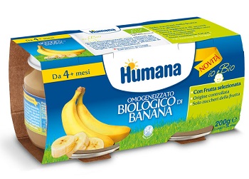 HUMANA OMOGENEIZZATO BANANA BIOLOGICO 2 VASETTI 100 G - farmasconti.eu