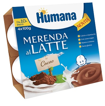 HUMANA MERENDA AL LATTE GUSTO CIOCCOLATO 100 G 4 PEZZI - farmasconti.eu