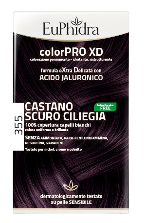EUPHIDRA COLORPRO XD 355 CASTANO SCURO CILIEGIA GEL COLORANTE CAPELLI IN FLACONE + ATTIVANTE + BALSAMO + GUANTI - farmasconti.eu