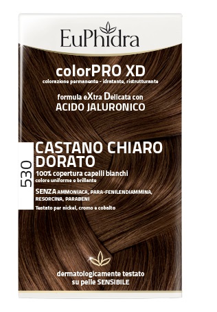 EUPHIDRA COLORPRO XD 530 CASTANO CHIARO DORATO GEL COLORANTE CAPELLI IN FLACONE + ATTIVANTE + BALSAMO + GUANTI - farmasconti.eu