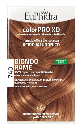 EUPHIDRA COLORPRO XD 740 BIONDO RAME GEL COLORANTE CAPELLI IN FLACONE + ATTIVANTE + BALSAMO + GUANTI - farmasconti.eu