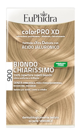 EUPHIDRA COLORPRO XD 900 BIONDO CHIARISSIMO GEL COLORANTE CAPELLI IN FLACONE + ATTIVANTE + BALSAMO + GUANTI - farmasconti.eu